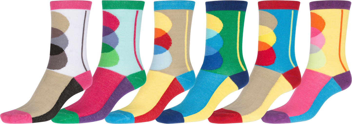 Sakkas Women's Fun Colorful Design Poly Blend Crew Socks Assorted 6-Pack - Concordia Style Boutique