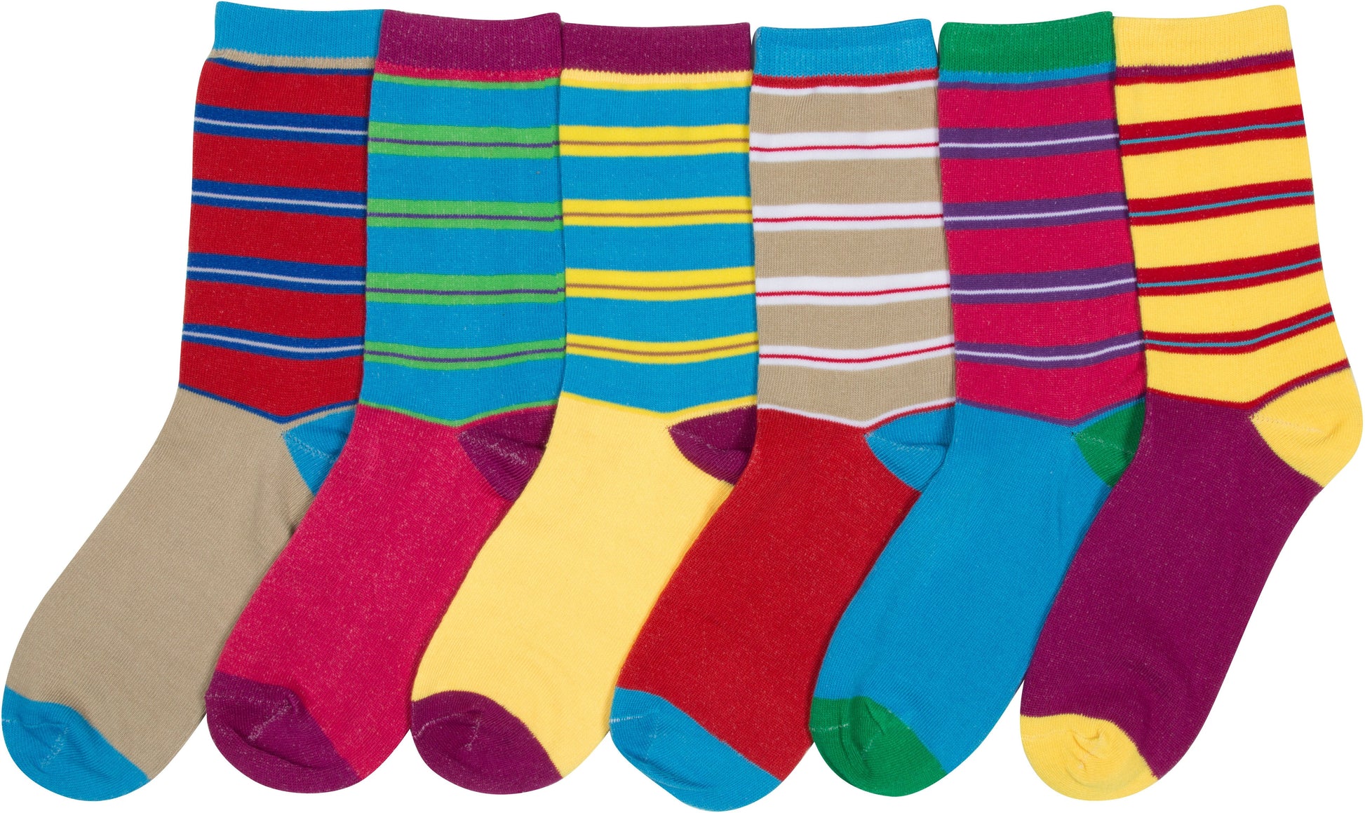 Sakkas Women's Fun Colorful Design Poly Blend Crew Socks Assorted 6-Pack - Concordia Style Boutique