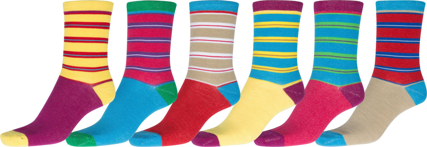 Sakkas Women's Fun Colorful Design Poly Blend Crew Socks Assorted 6-Pack - Concordia Style Boutique