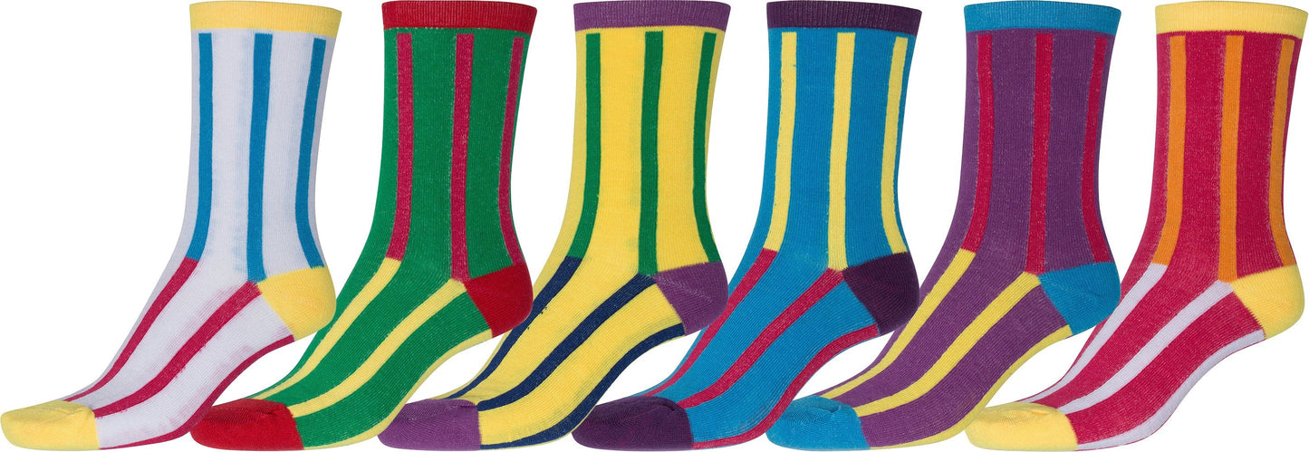 Sakkas Women's Fun Colorful Design Poly Blend Crew Socks Assorted 6-Pack - Concordia Style Boutique