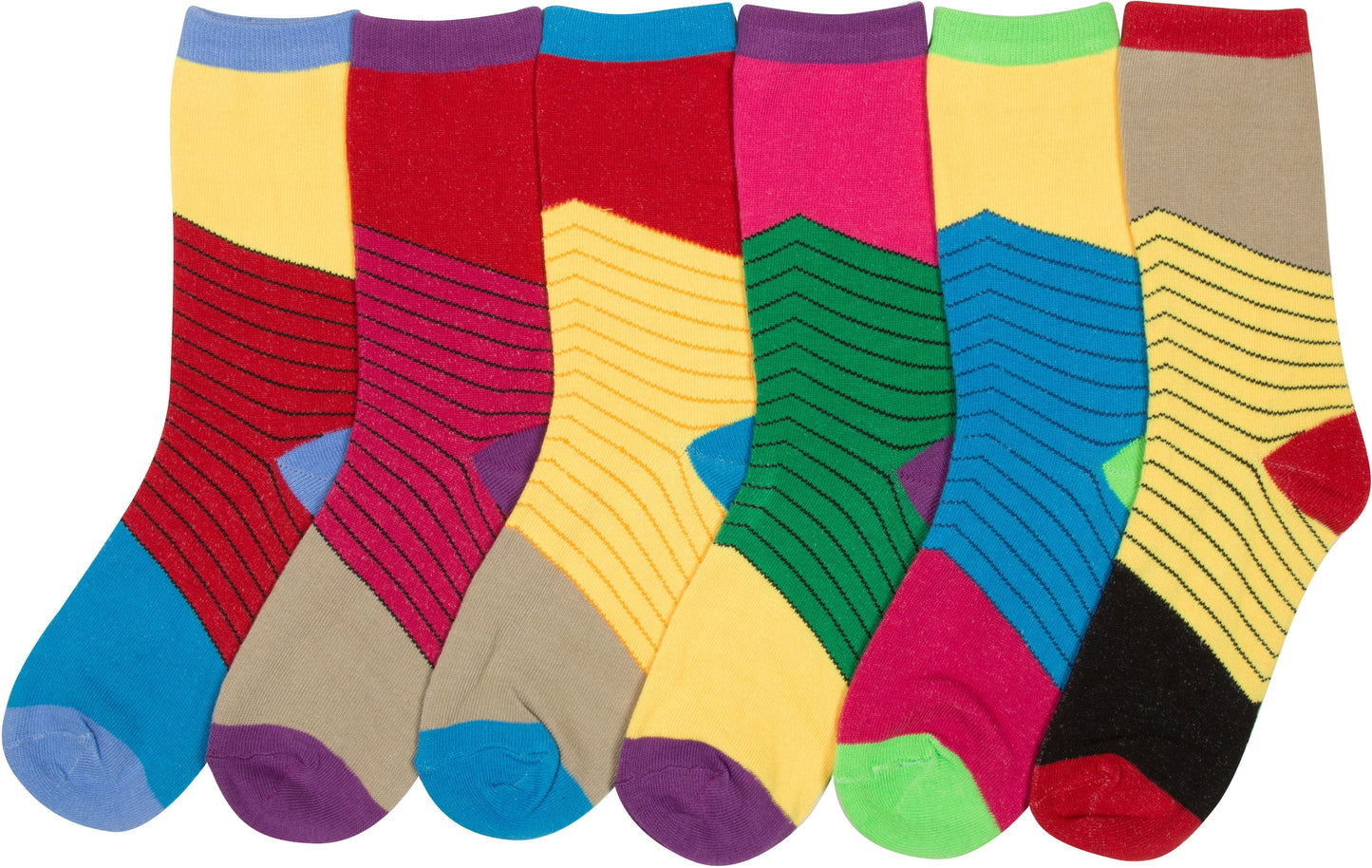Sakkas Women's Fun Colorful Design Poly Blend Crew Socks Assorted 6-Pack - Concordia Style Boutique