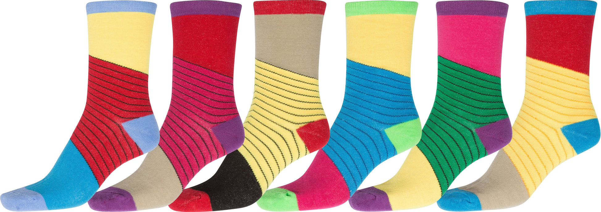 Sakkas Women's Fun Colorful Design Poly Blend Crew Socks Assorted 6-Pack - Concordia Style Boutique