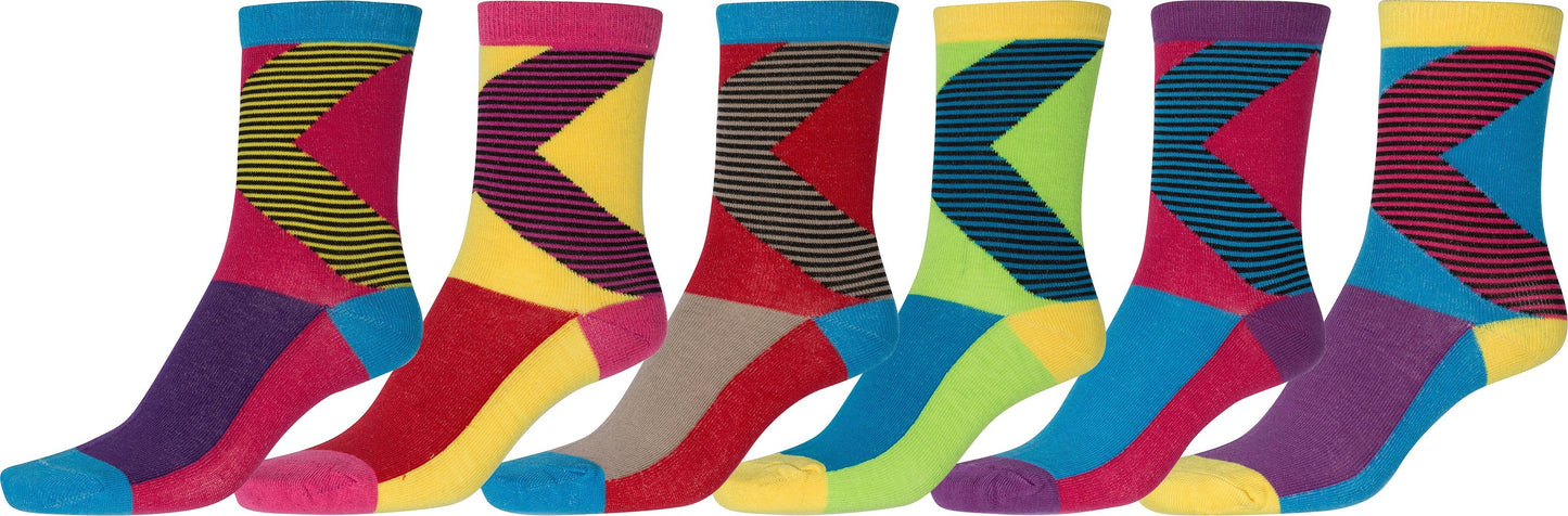 Sakkas Women's Fun Colorful Design Poly Blend Crew Socks Assorted 6-Pack - Concordia Style Boutique