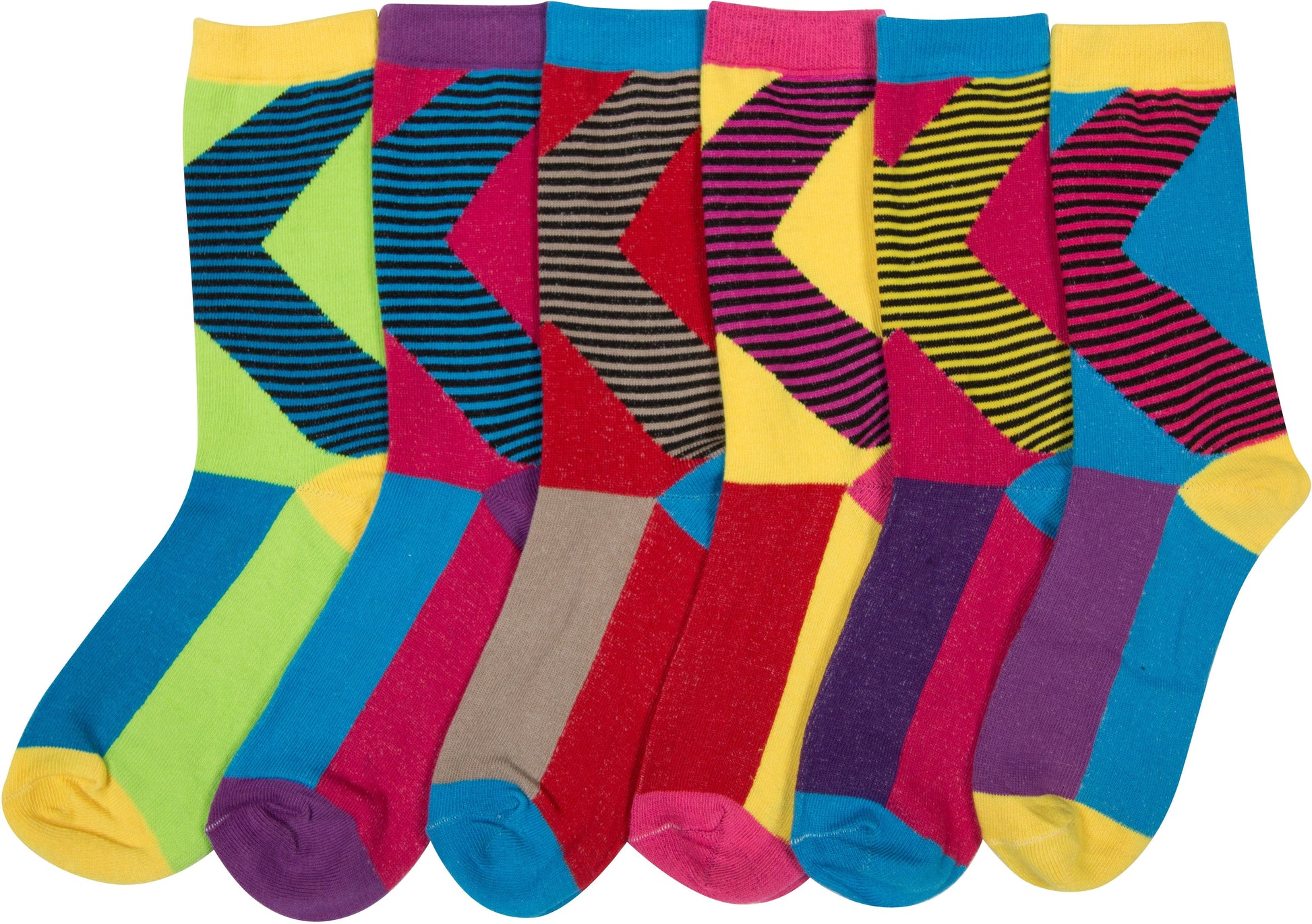 Sakkas Women's Fun Colorful Design Poly Blend Crew Socks Assorted 6-Pack - Concordia Style Boutique