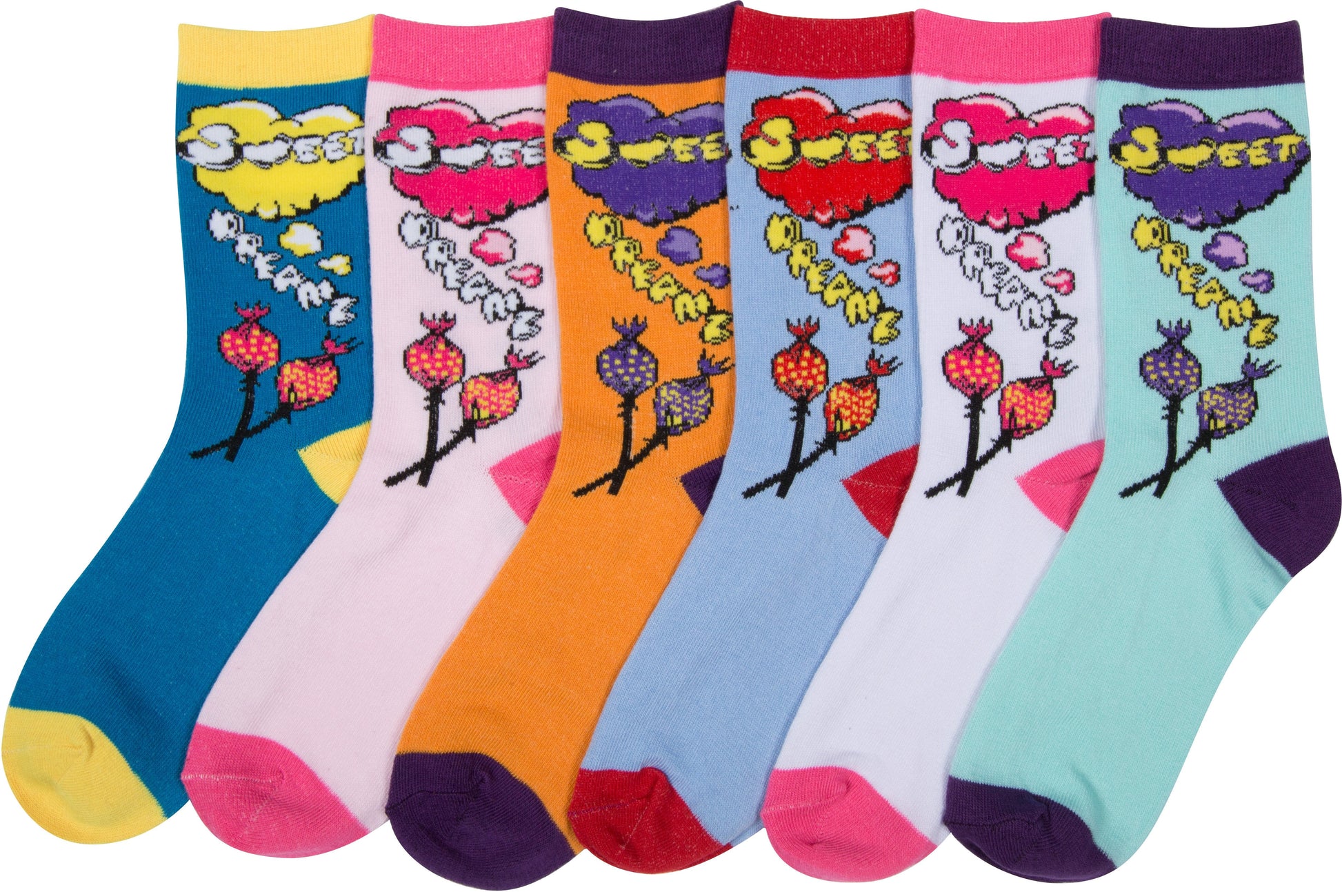 Sakkas Women's Fun Colorful Design Poly Blend Crew Socks Assorted 6-Pack - Concordia Style Boutique