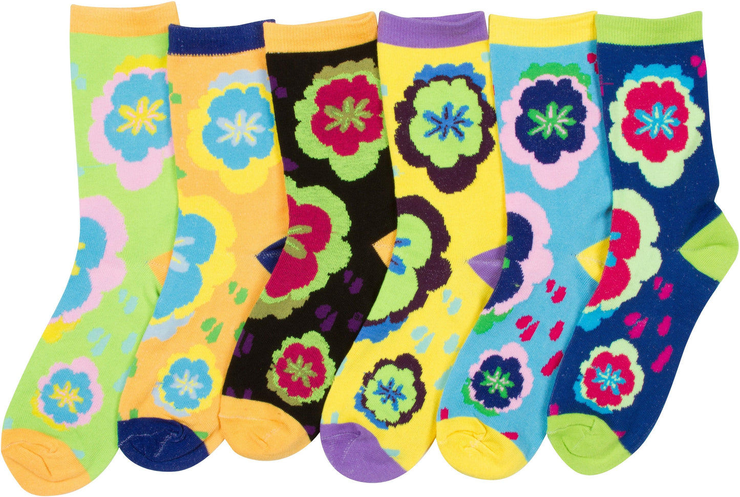 Sakkas Women's Fun Colorful Design Poly Blend Crew Socks Assorted 6-Pack - Concordia Style Boutique
