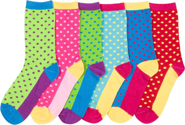 Sakkas Women's Fun Colorful Design Poly Blend Crew Socks Assorted 6-Pack - Concordia Style Boutique