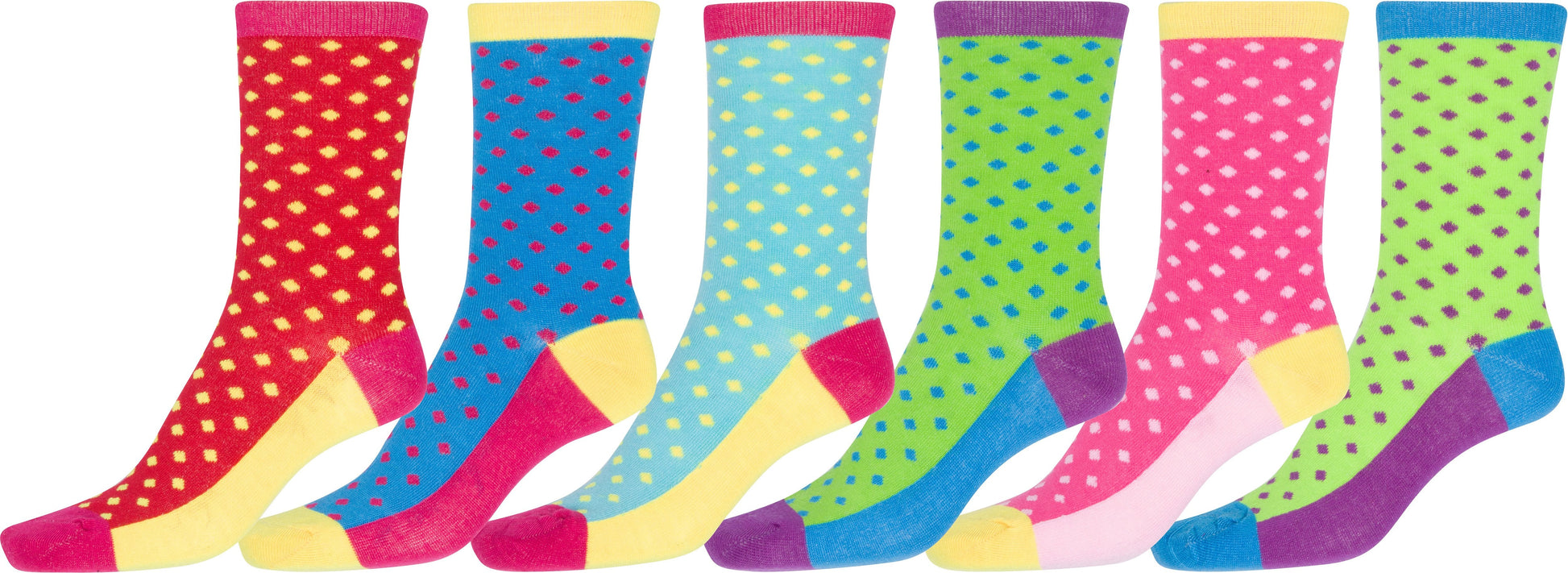 Sakkas Women's Fun Colorful Design Poly Blend Crew Socks Assorted 6-Pack - Concordia Style Boutique