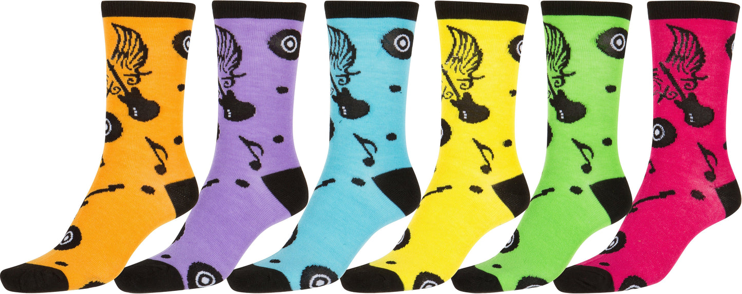 Sakkas Women's Fun Colorful Design Poly Blend Crew Socks Assorted 6-Pack - Concordia Style Boutique