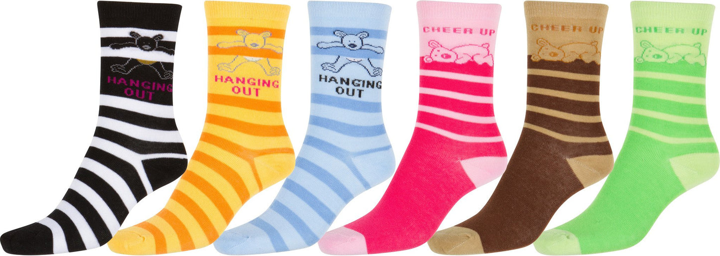 Sakkas Girl's Creative Fun Cotton Blend Crew Socks Assorted Color 6-Pack - Concordia Style Boutique