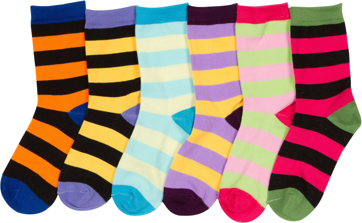 Sakkas Girl's Creative Fun Cotton Blend Crew Socks Assorted Color 6-Pack - Concordia Style Boutique
