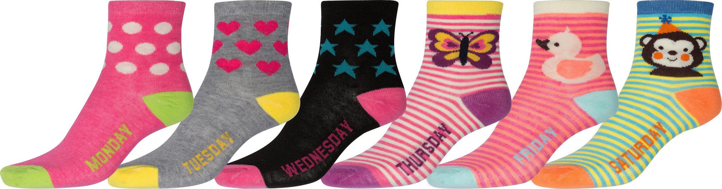 Sakkas Girl's Creative Fun Cotton Blend Crew Socks Assorted Color 6-Pack - Concordia Style Boutique