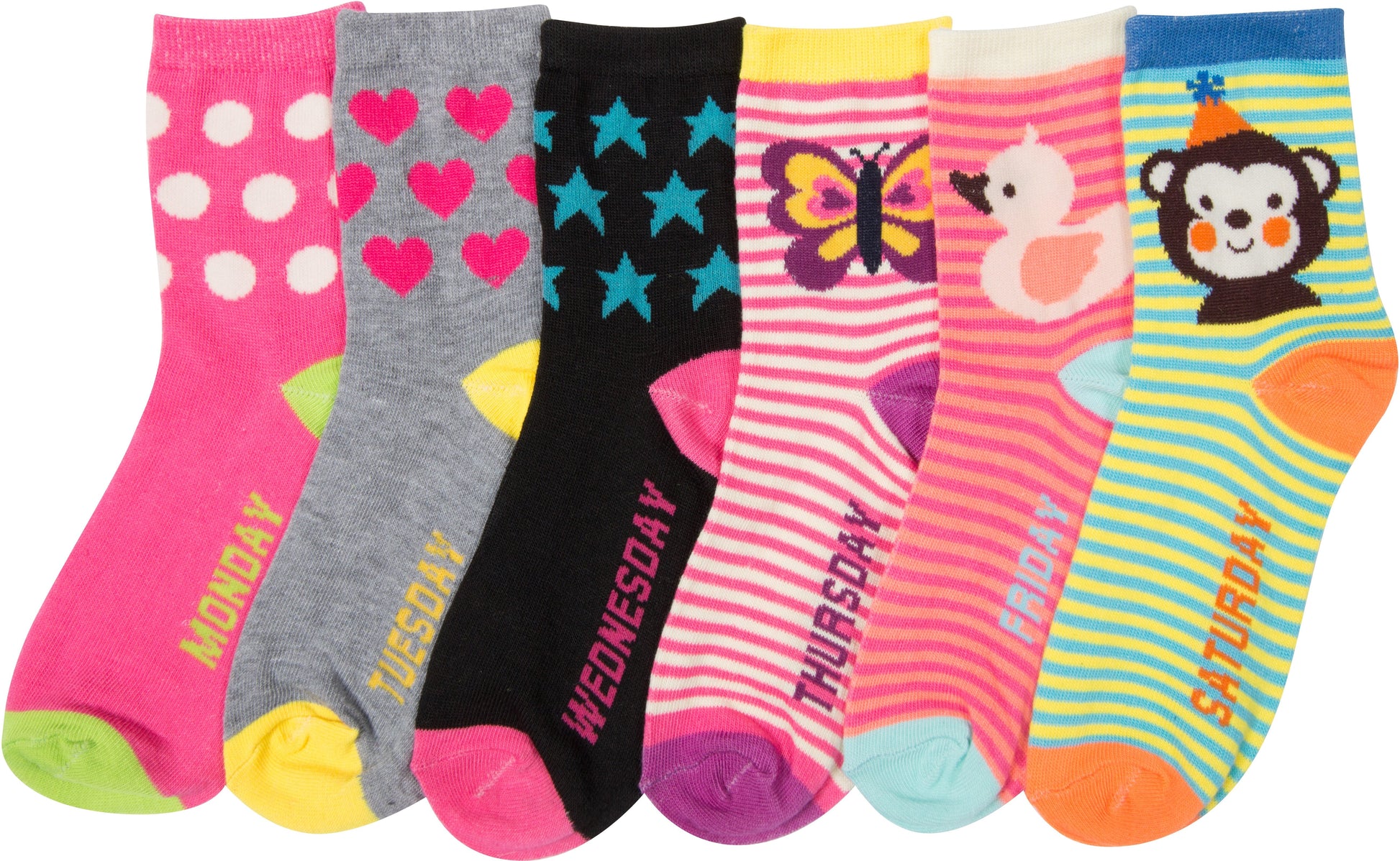 Sakkas Girl's Creative Fun Cotton Blend Crew Socks Assorted Color 6-Pack - Concordia Style Boutique