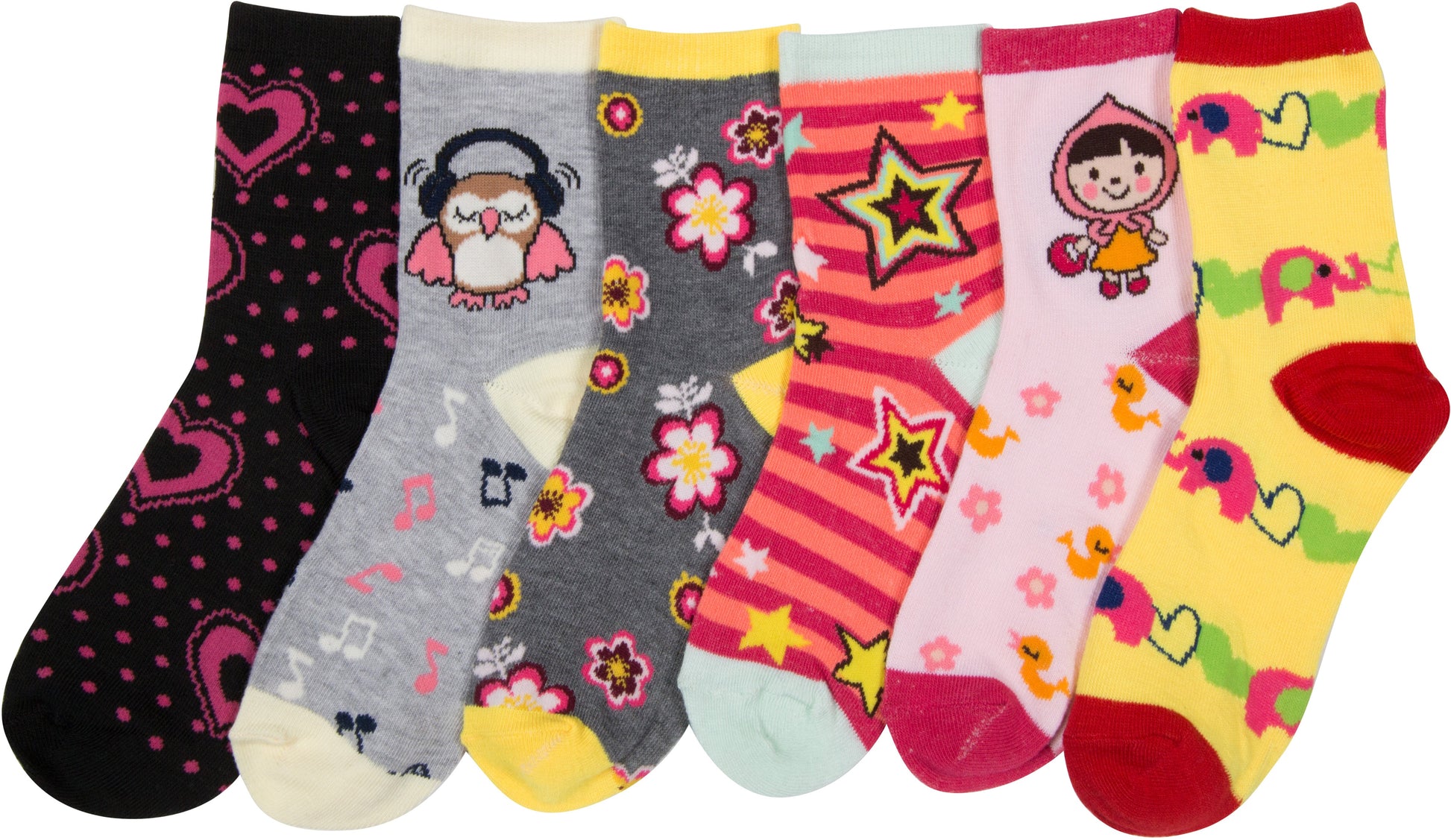 Sakkas Girl's Creative Fun Cotton Blend Crew Socks Assorted Color 6-Pack - Concordia Style Boutique