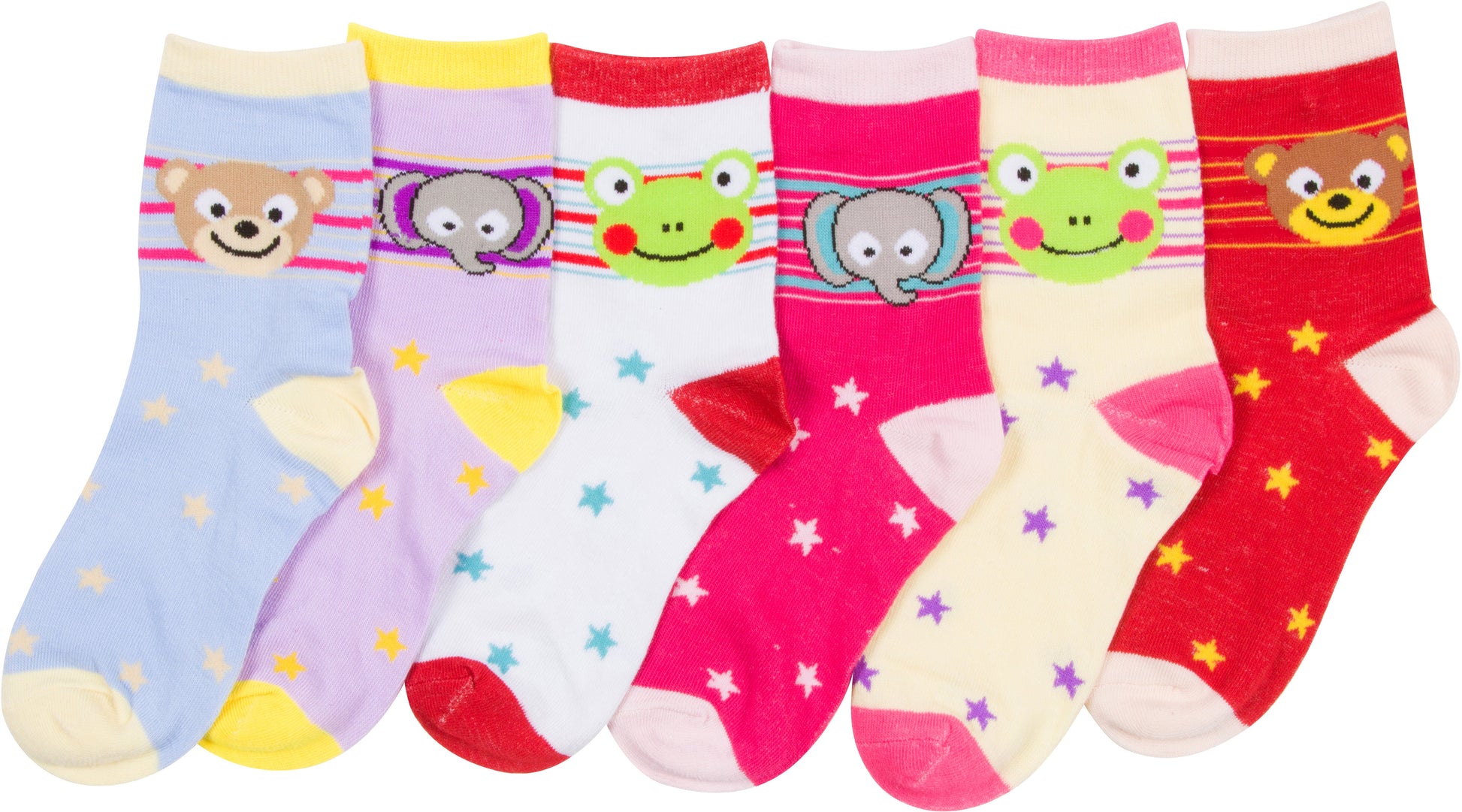 Sakkas Girl's Creative Fun Cotton Blend Crew Socks Assorted Color 6-Pack - Concordia Style Boutique