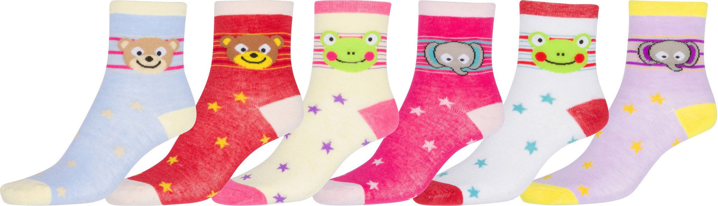 Sakkas Girl's Creative Fun Cotton Blend Crew Socks Assorted Color 6-Pack - Concordia Style Boutique