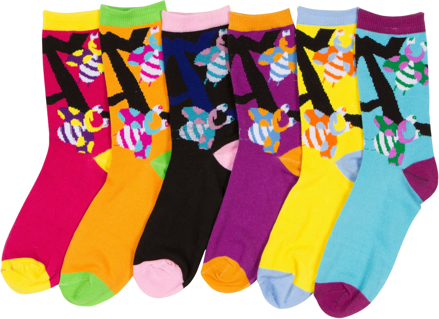 Sakkas Women's Fun Colorful Design Poly Blend Crew Socks Assorted 6-Pack - Concordia Style Boutique