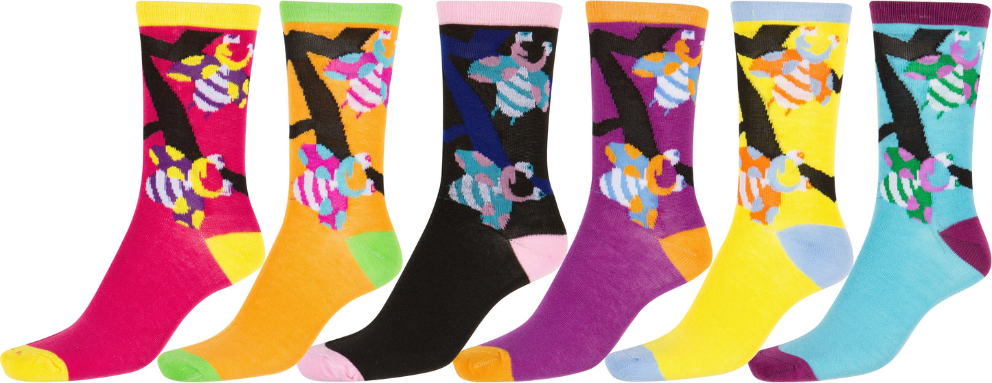 Sakkas Women's Fun Colorful Design Poly Blend Crew Socks Assorted 6-Pack - Concordia Style Boutique