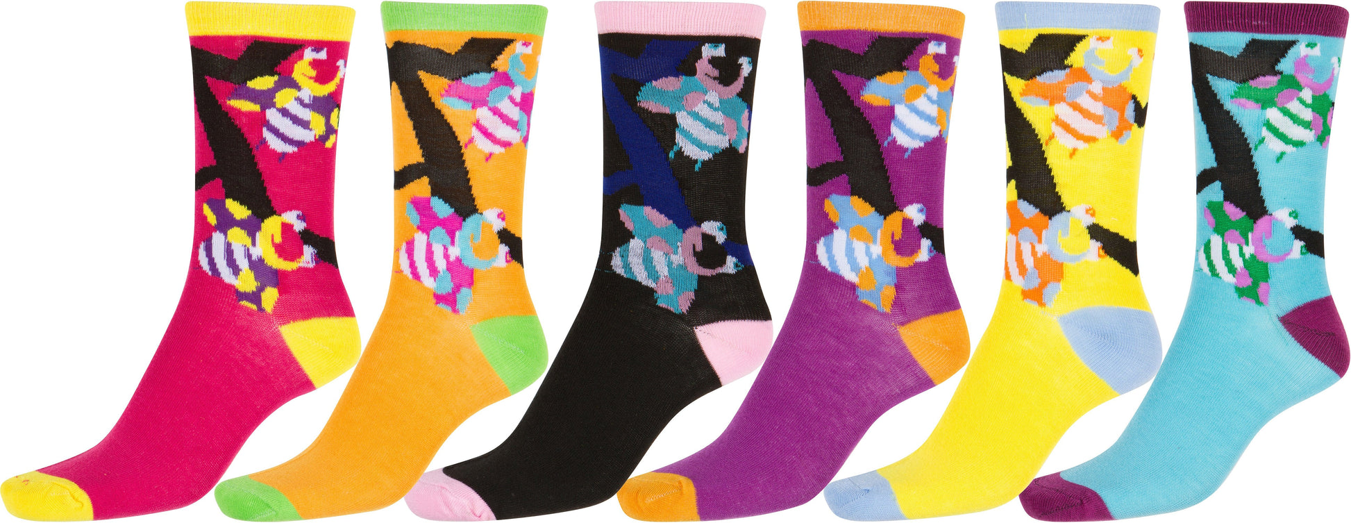 Sakkas Women's Fun Colorful Design Poly Blend Crew Socks Assorted 6-Pack - Concordia Style Boutique