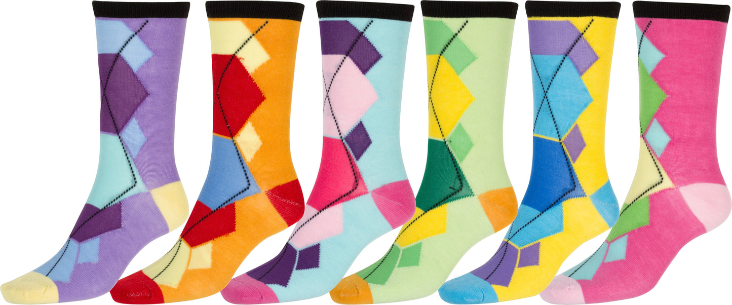 Sakkas Women's Fun Colorful Design Poly Blend Crew Socks Assorted 6-Pack - Concordia Style Boutique