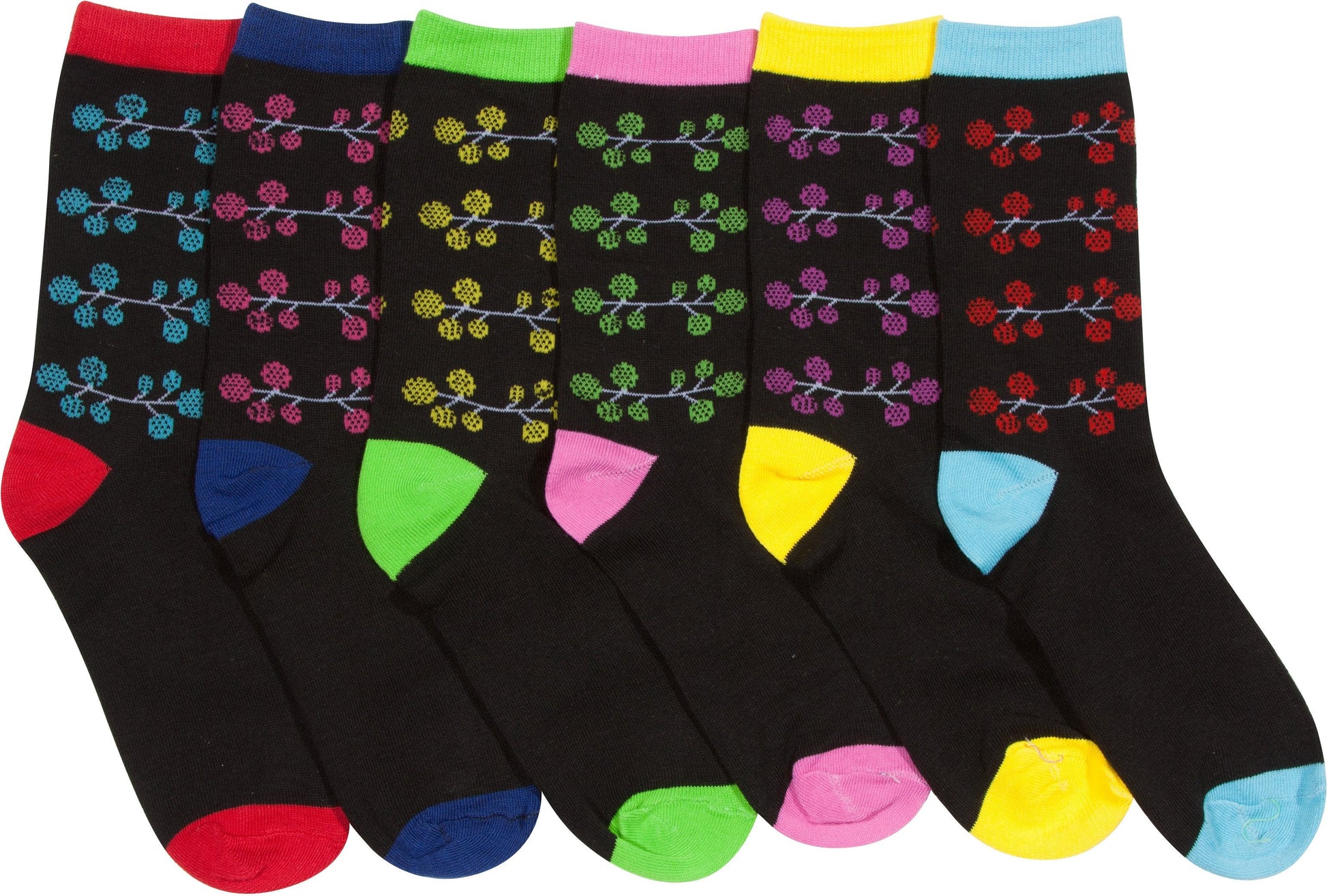 Sakkas Women's Fun Colorful Design Poly Blend Crew Socks Assorted 6-Pack - Concordia Style Boutique