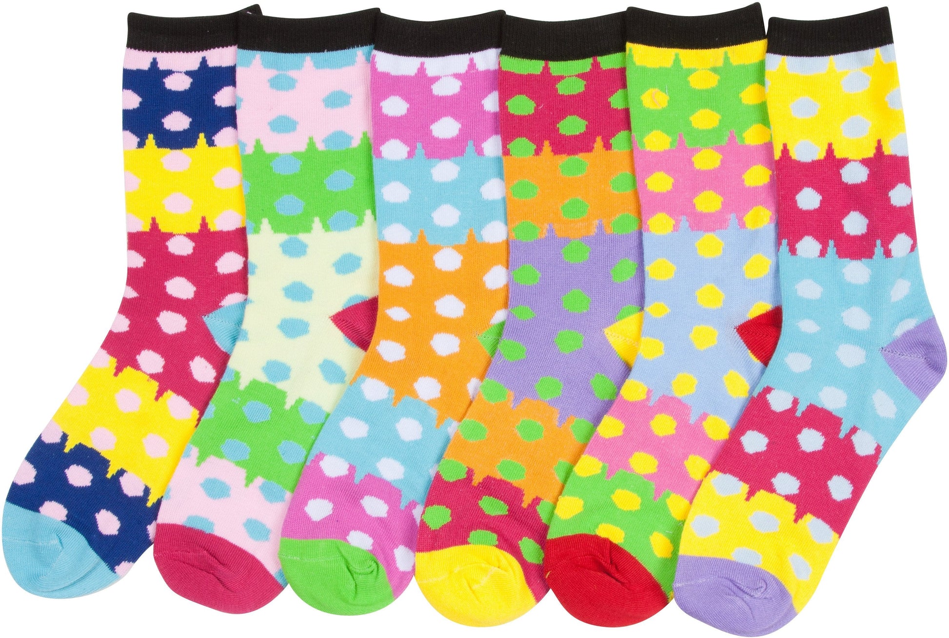 Sakkas Women's Fun Colorful Design Poly Blend Crew Socks Assorted 6-Pack - Concordia Style Boutique