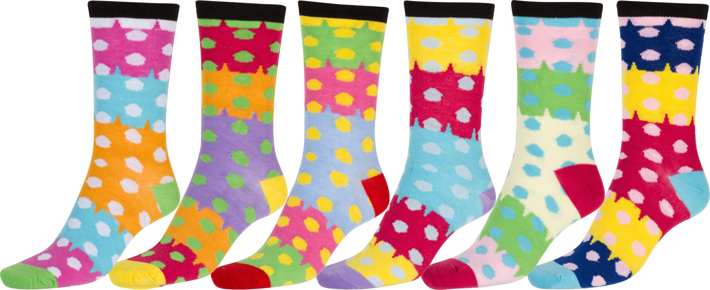 Sakkas Women's Fun Colorful Design Poly Blend Crew Socks Assorted 6-Pack - Concordia Style Boutique