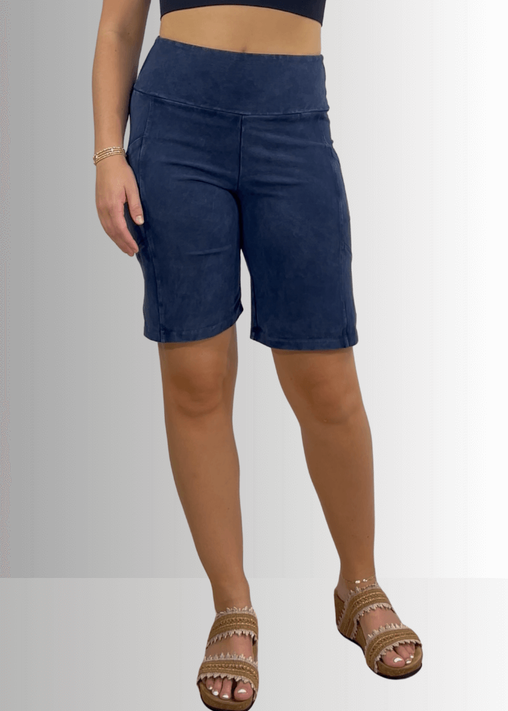 Perfect Fit Hybrid Cotton Shorts Dark Denim - Concordia Style Boutique