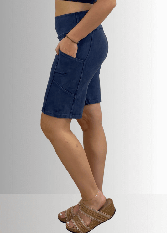 Perfect Fit Hybrid Cotton Shorts Dark Denim - Concordia Style Boutique