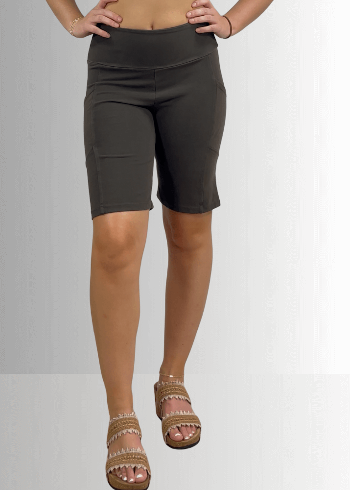 Perfect Fit Hybrid Cotton Shorts Dark Moss Green - Concordia Style Boutique