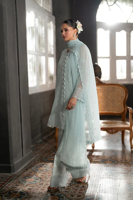 Azure - Icy Mist 3 Piece Embroidered Chiffon
