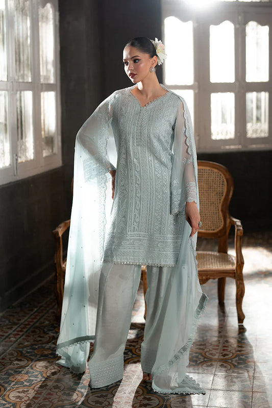 Azure - Icy Mist 3 Piece Embroidered Chiffon