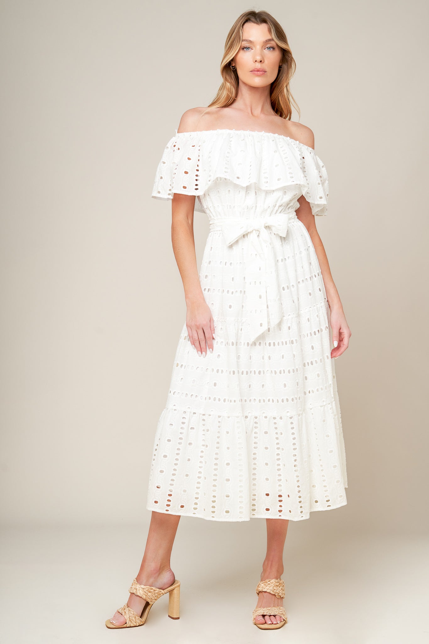 CATCHING MY BREATH EYELET MIDI DRESS - Concordia Style Boutique