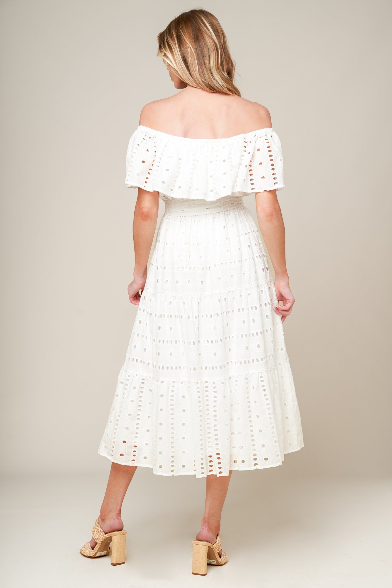 CATCHING MY BREATH EYELET MIDI DRESS - Concordia Style Boutique