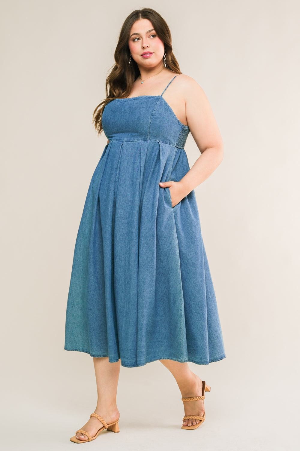 CAPTIVATING HEART DENIM MIDI DRESS - Concordia Style Boutique
