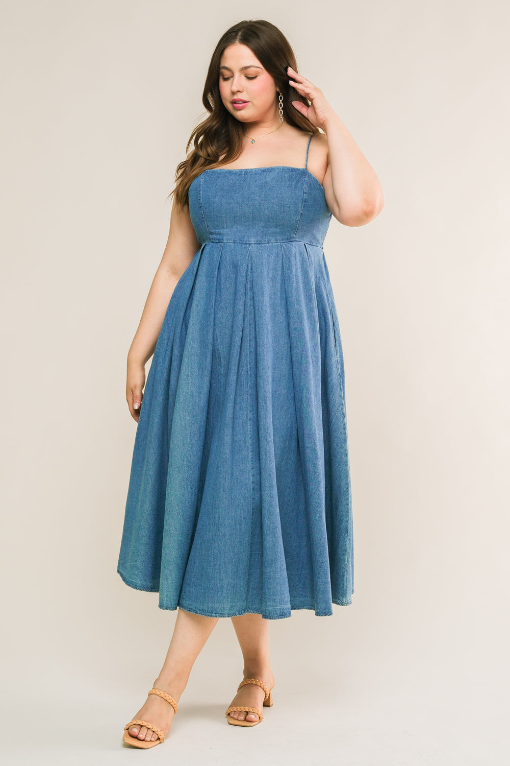 CAPTIVATING HEART DENIM MIDI DRESS - Concordia Style Boutique