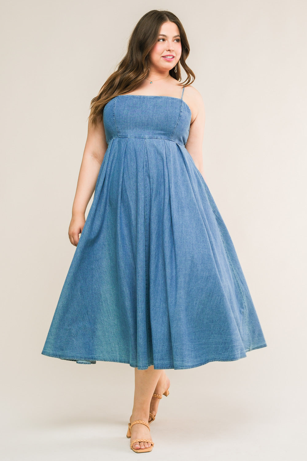 CAPTIVATING HEART DENIM MIDI DRESS - Concordia Style Boutique