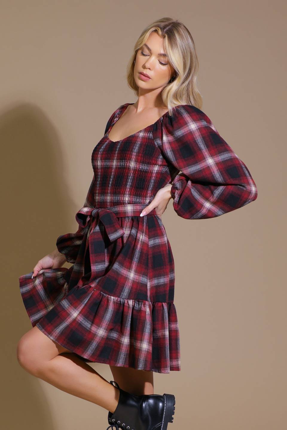 BE WITH YOU WOVEN PLAID MINI DRESS - Concordia Style Boutique