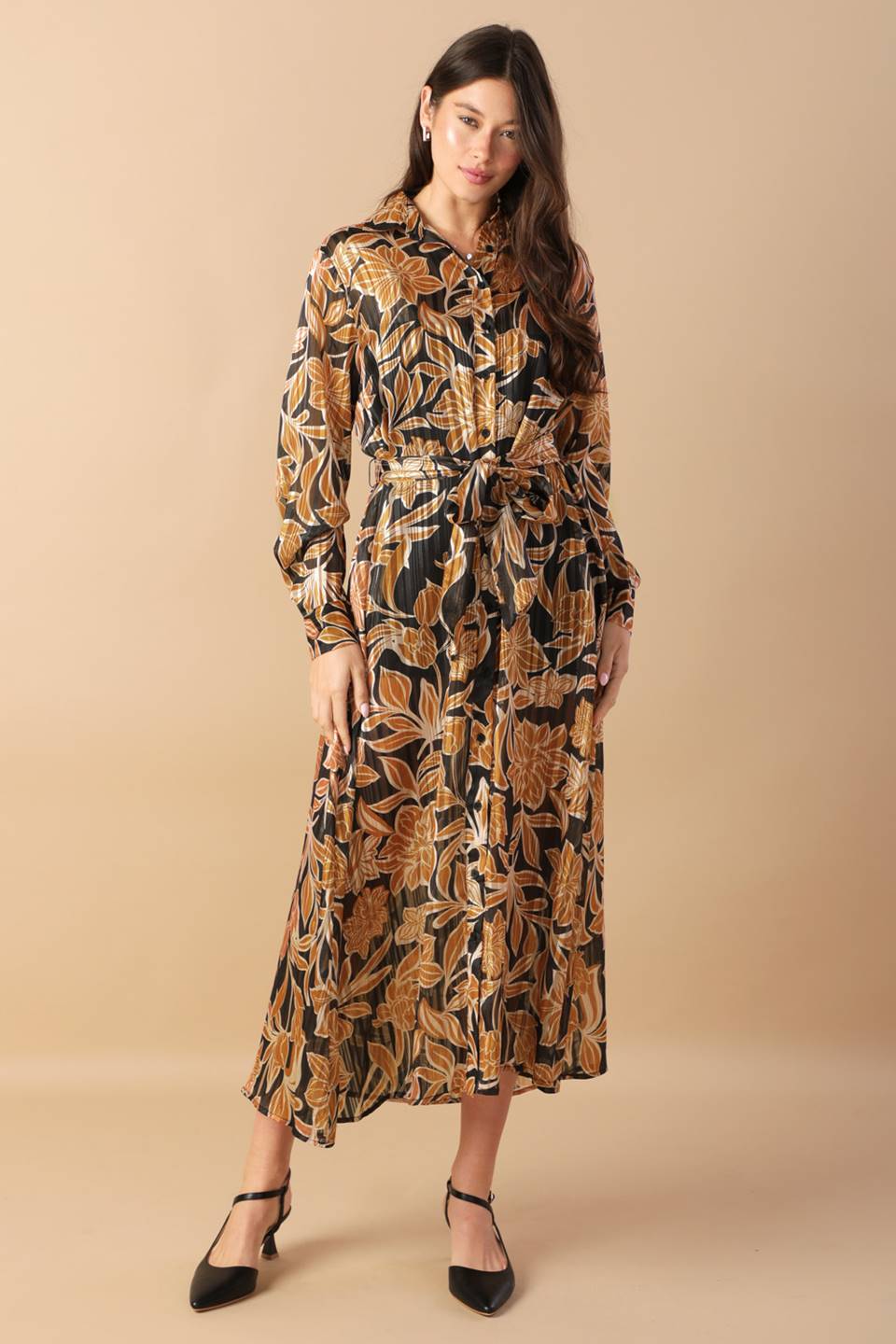 BETWEEN THE LINES WOVEN MIDI DRESS - Concordia Style Boutique