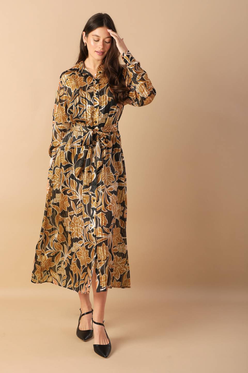 BETWEEN THE LINES WOVEN MIDI DRESS - Concordia Style Boutique