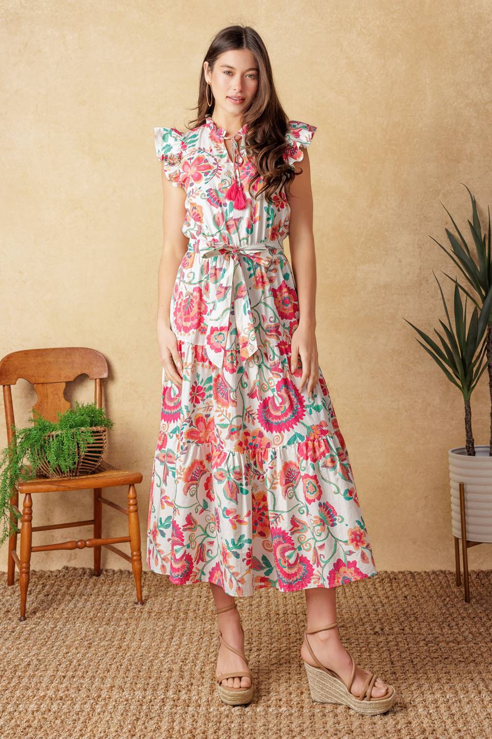 BRIGHT MOMENTS WOVEN MIDI DRESS - Concordia Style Boutique