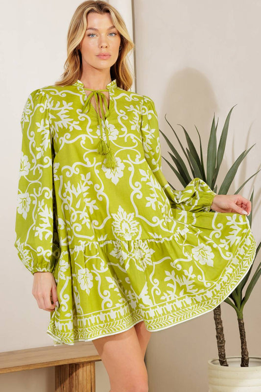 CATCHING FLIGHTS LIME WOVEN MNI DRESS - Concordia Style Boutique