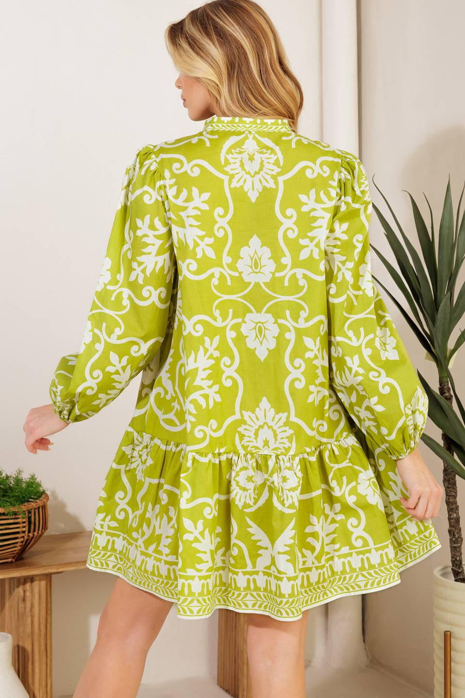 CATCHING FLIGHTS LIME WOVEN MNI DRESS - Concordia Style Boutique