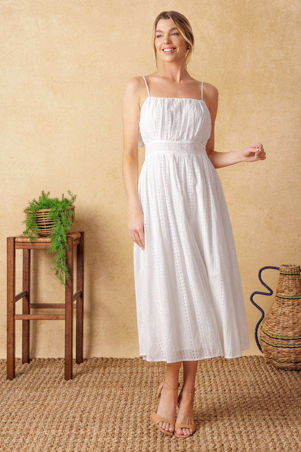 BACK AND FORTH EYELET MIDI DRESS - Concordia Style Boutique
