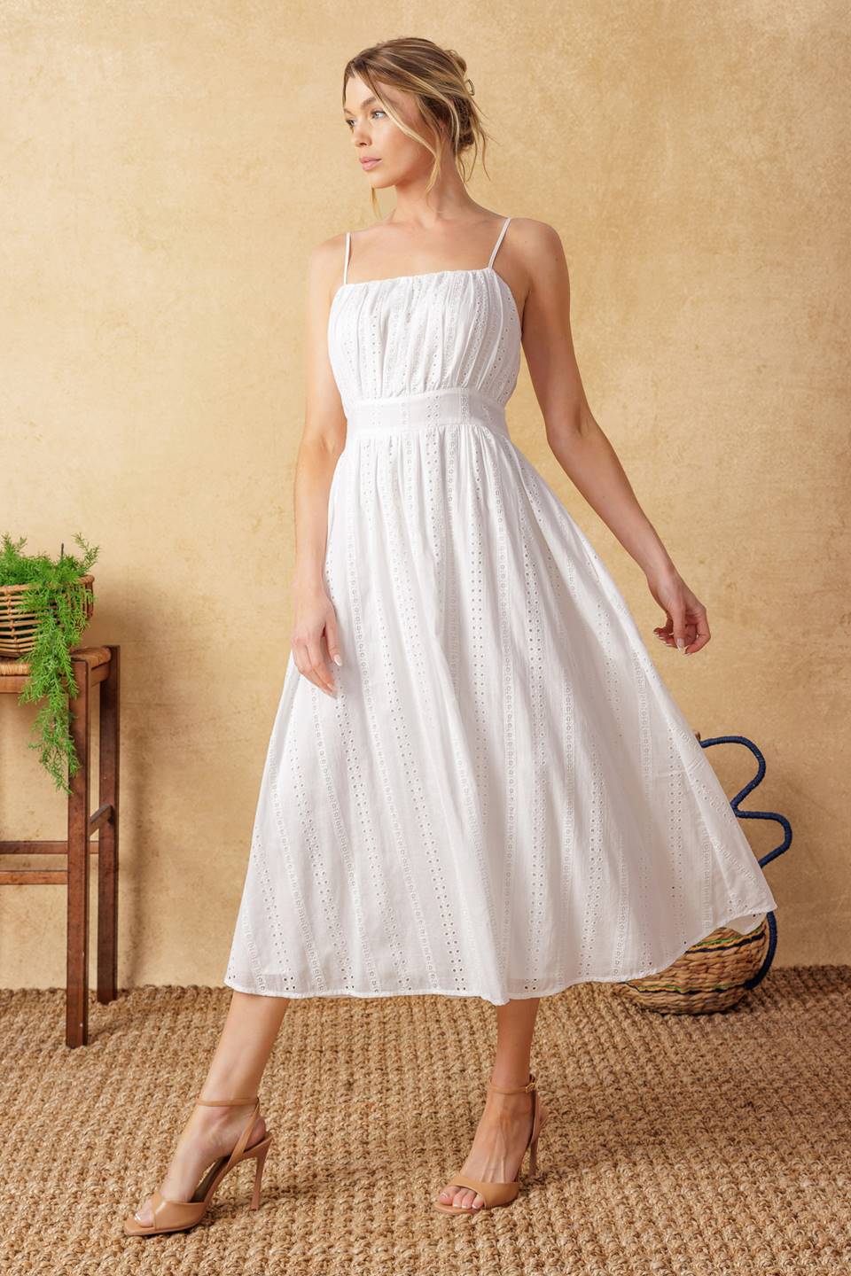 BACK AND FORTH EYELET MIDI DRESS - Concordia Style Boutique