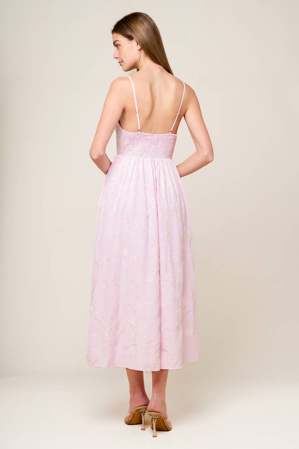 ALONG THE SHORE PINK WOVEN MIDI DRESS - Concordia Style Boutique