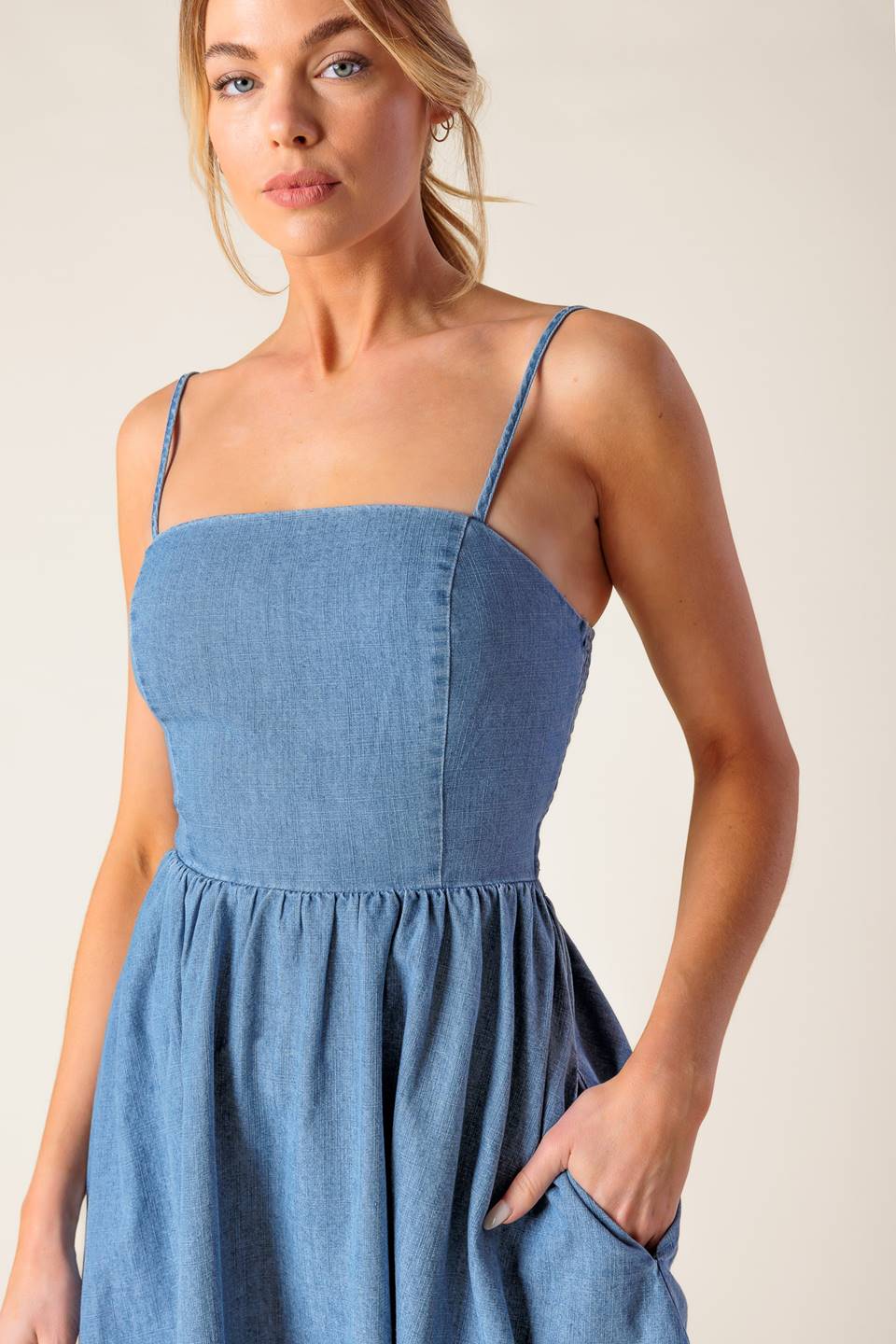 BACK IN LOVE DENIM MINI DRESS - Concordia Style Boutique