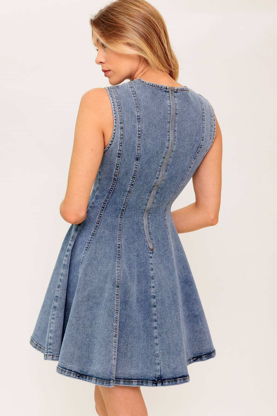 CAUGHT IN A MOMENT DENIM MINI DRESS - Concordia Style Boutique