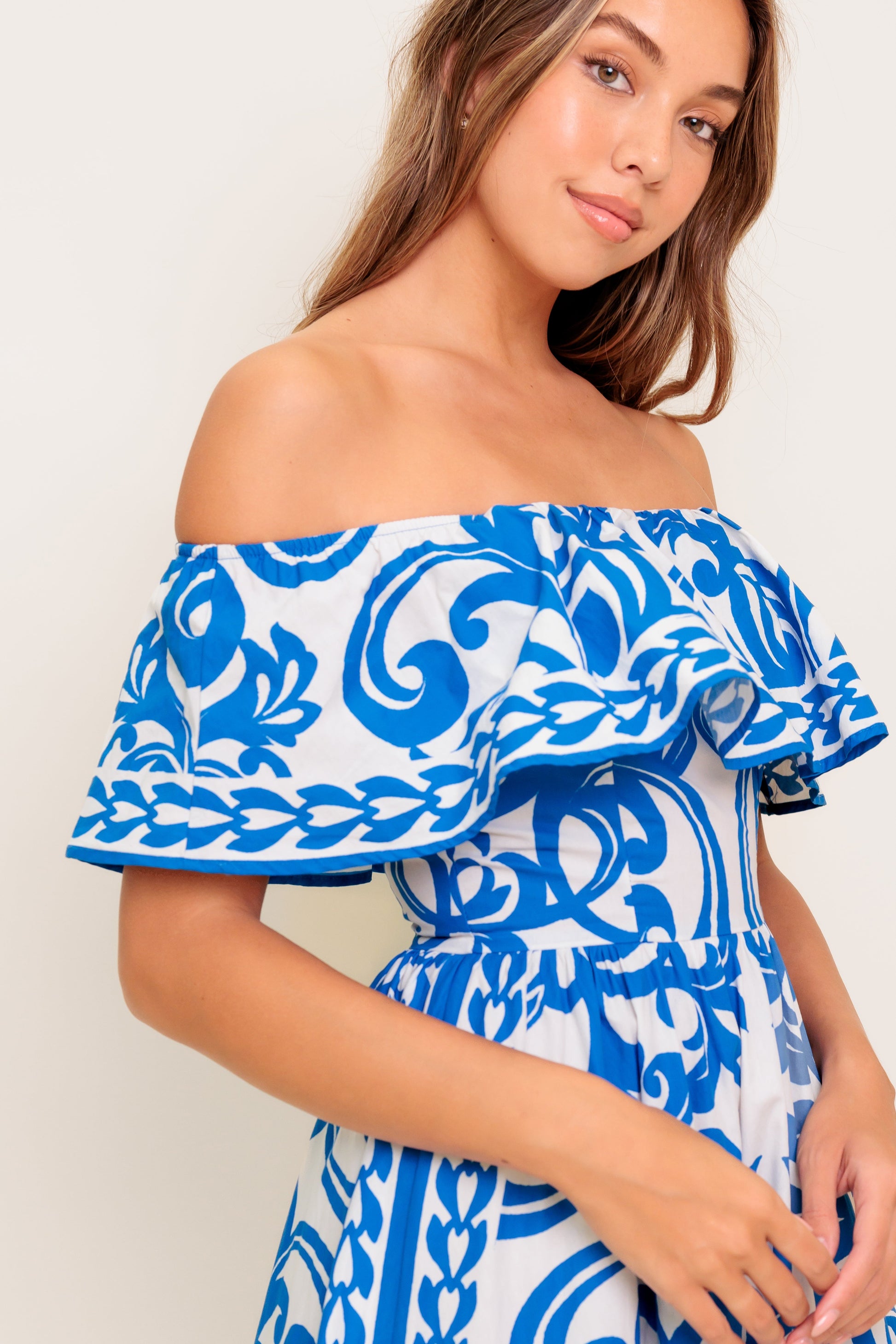 BLOOM SERENADE BLUE WOVEN MIDI DRESS - Concordia Style Boutique