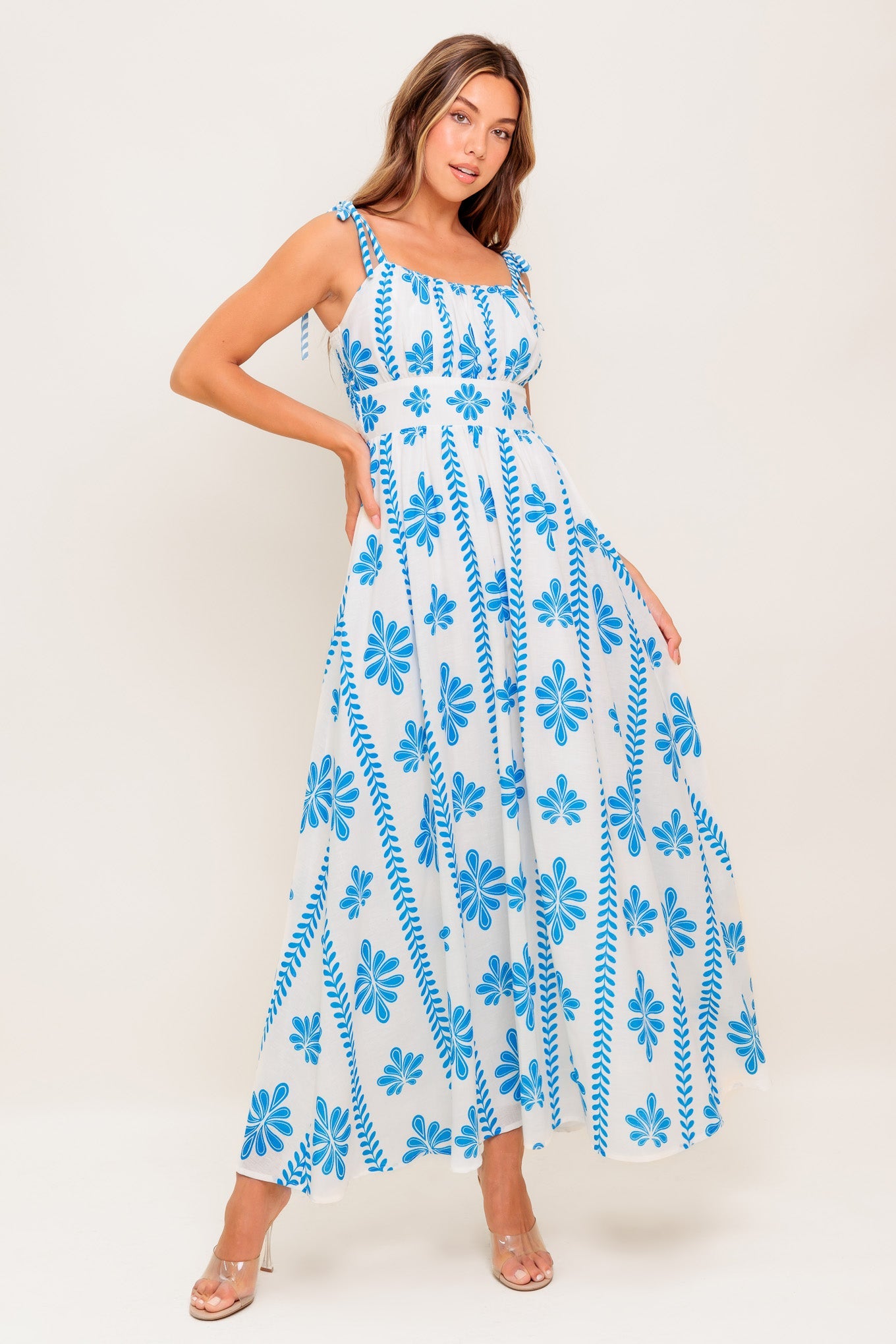 BLUE NOIR FLORAL WOVEN MAXI DRESS - Concordia Style Boutique